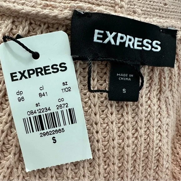 Express Pointelle Belted Cardigan Blush Pink Size Small NEW WITH TAGS Retail $88 - Picture 2 of 7